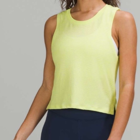 Lululemon Train to Be Tank Top Striped Electric Lemon Yellow W1DDIS Size 4 - Picture 1 of 10